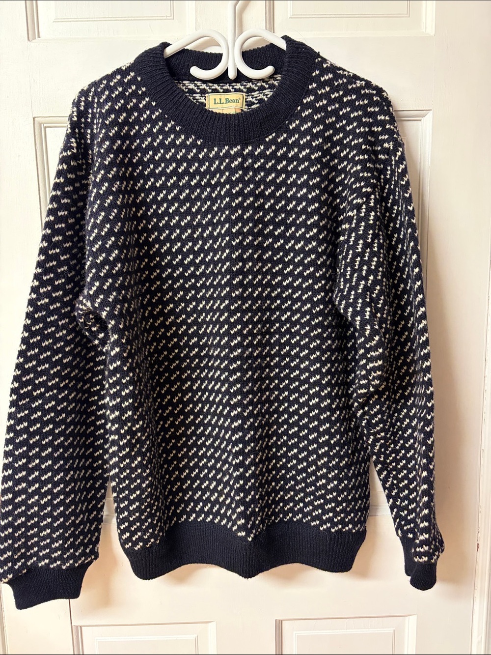 L.L. Bean Vintage Wool Blend Birdseye Navy Unisex Sweater men’s M women’s L
